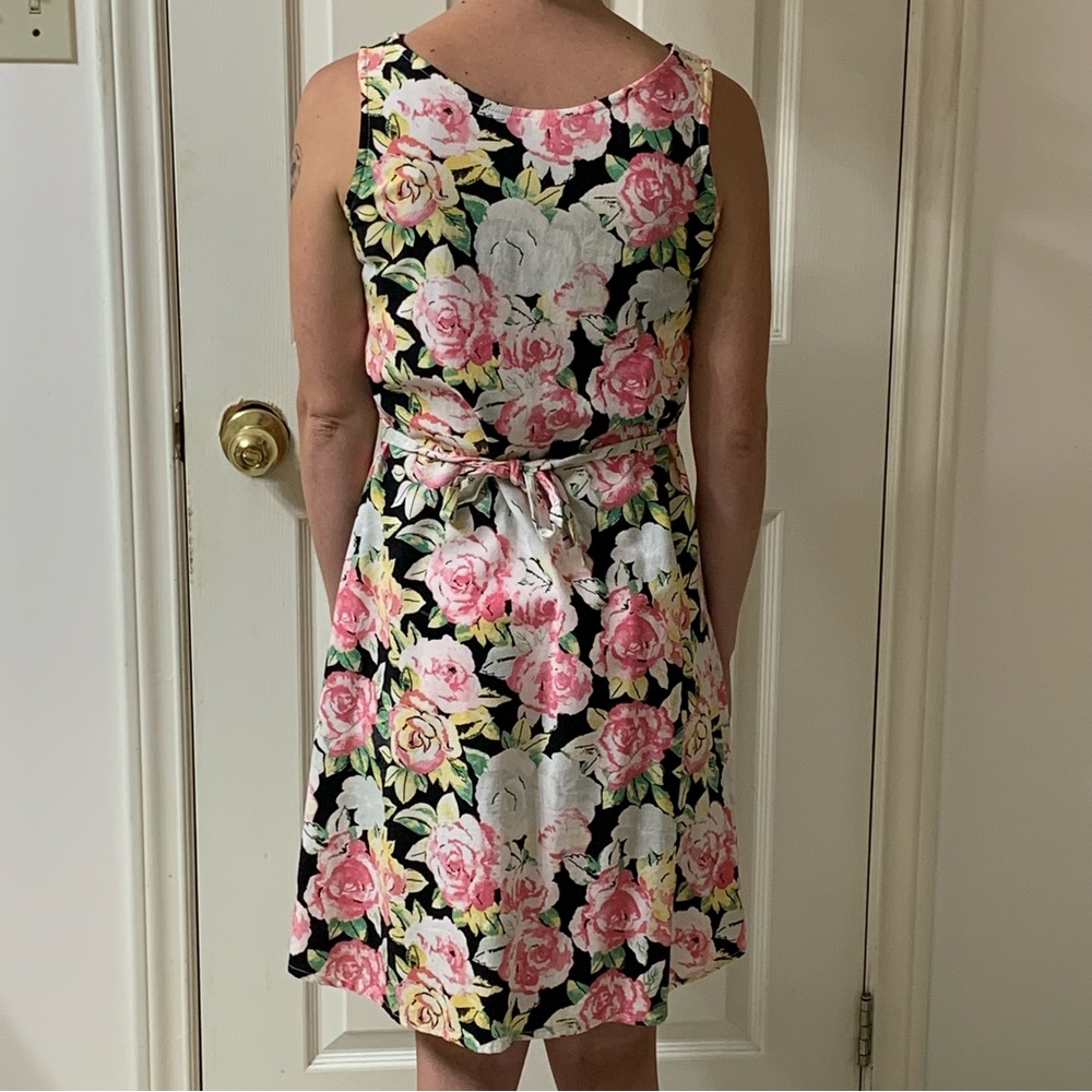 🌷3 for$25🌷Uno, US S, Pink & Black Floral Sleeveless Tie Back Sundress - Picture 2 of 8